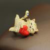 Fashion Cute Hug Love Heart Cat Brooches For Women Clothing Coat Jewelry Accessories Gifts