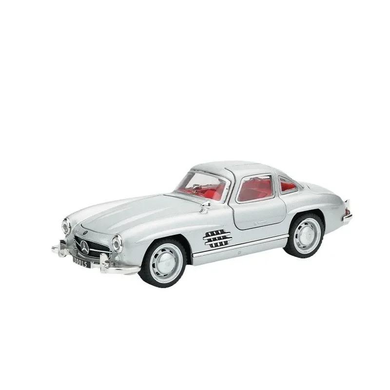 Diecast Alloy 1/32 Scale Benzs 300SL Sport Car Model with Sound Light Collection Miniature Voiture Children Boy Toy Vehicle