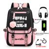Anime Peripheral Spells Back to War Backpack Student School Bag Men's and Women's Fashion Backpack Travel Bag USB Computer Bag