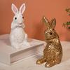 Yousheng Bunny Decoration Rattan Effect Resin Candle Holder Imitation Rattan Texture Easter Bunny Ornament Resin Figurine Home Table