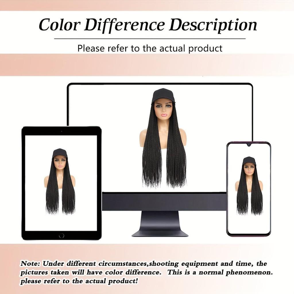 "Elegantní Ombre" Stylová baseballová čepice s parukou s 28" ombre copánky - Syntetické vlasové příčesky pro ženy, Černá do hnědé