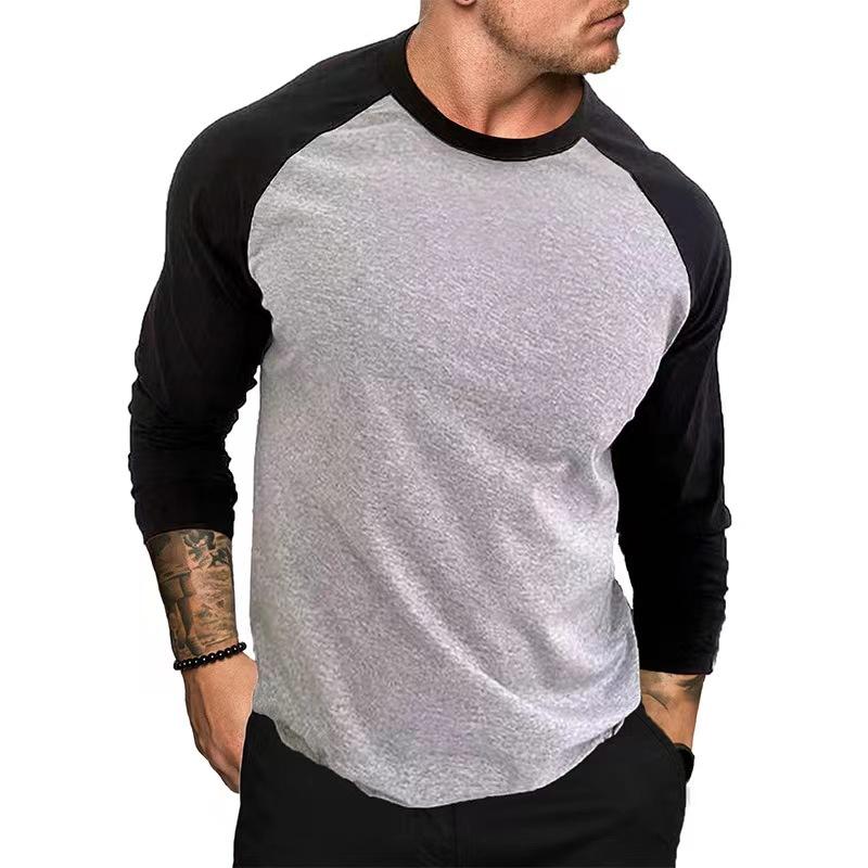 ETST0012 2024 Nieuw Heren T-shirt met Ronde Hals en Lange Mouwen Ademend Plus Size Basis T-shirt Heren Casual en Modieus Raglan Top 4XL