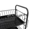 Large, two-tier standing dish drainer for dishes, black