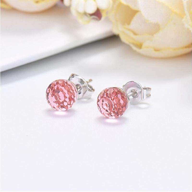 Exquisite Colorful Crystal Balls Earrings Fashionable Ear Studs for Women Girls Handmade Cubic Zirconia Ear Accessories