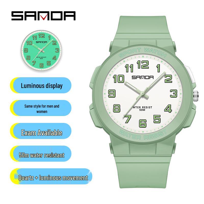 Silent Luminous Waterproof Quartz Wristwatch for High School Students