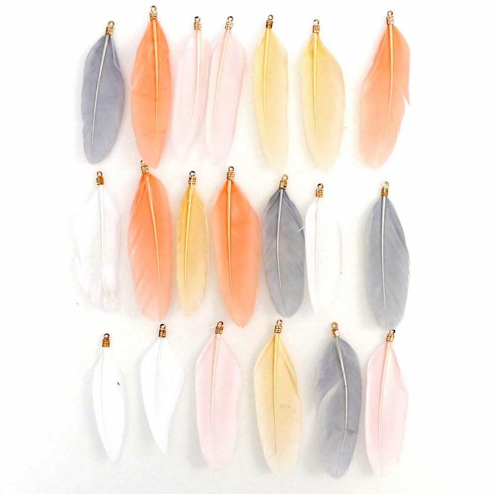 20 stk/pose 17 farger Naturlig gåsefjær Charms Anheng Ørepynt Charms For Diy Halskjede Armbånd Smykker Making 60 -70cm