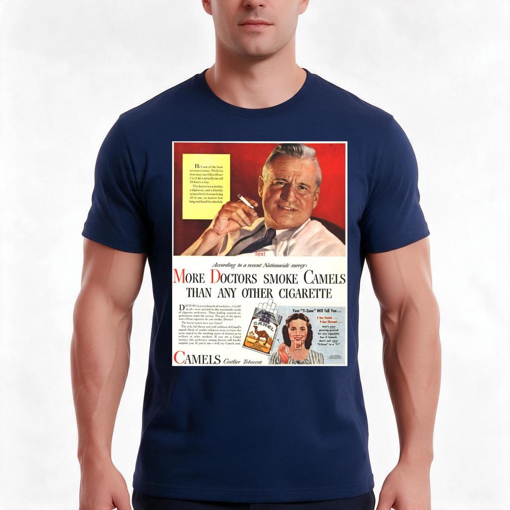 Camel Cigarette Ad Doctors Smoke Camels Tshirt Summer Casual Cotton Tee Oversized Streetwear Tops Vintage Graphic Print