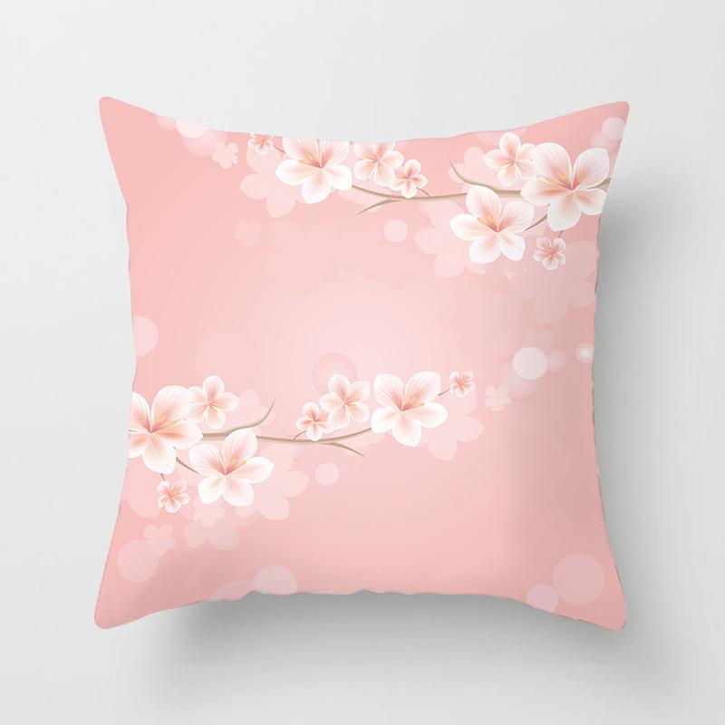 Peach Leather Velvet Fresh Pink Flower Pillowcase Home Sofa Pillow Cushion Cover Core-free