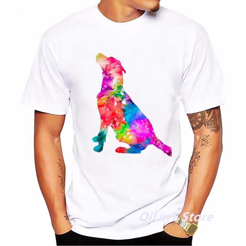 Watercolor Labrador Dog Animal Print TShirt MenS Clothing 2024 Funny Tshirt Homme Harajuku Kawaii Clothes T Shirt Hombre