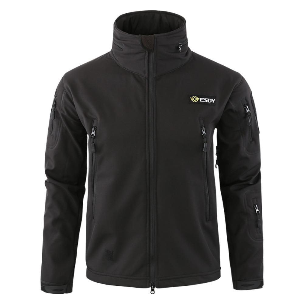 No. 2 Camouflage Solid Color Jacket, Soft Shell Fleece Breathable and Wear-resistant Hooded Jacket