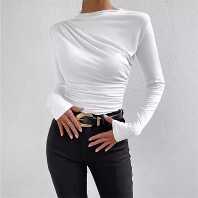 Spring and Autumn Solid Color Round Neck Slim-fit Bottoming Shirt Versatile