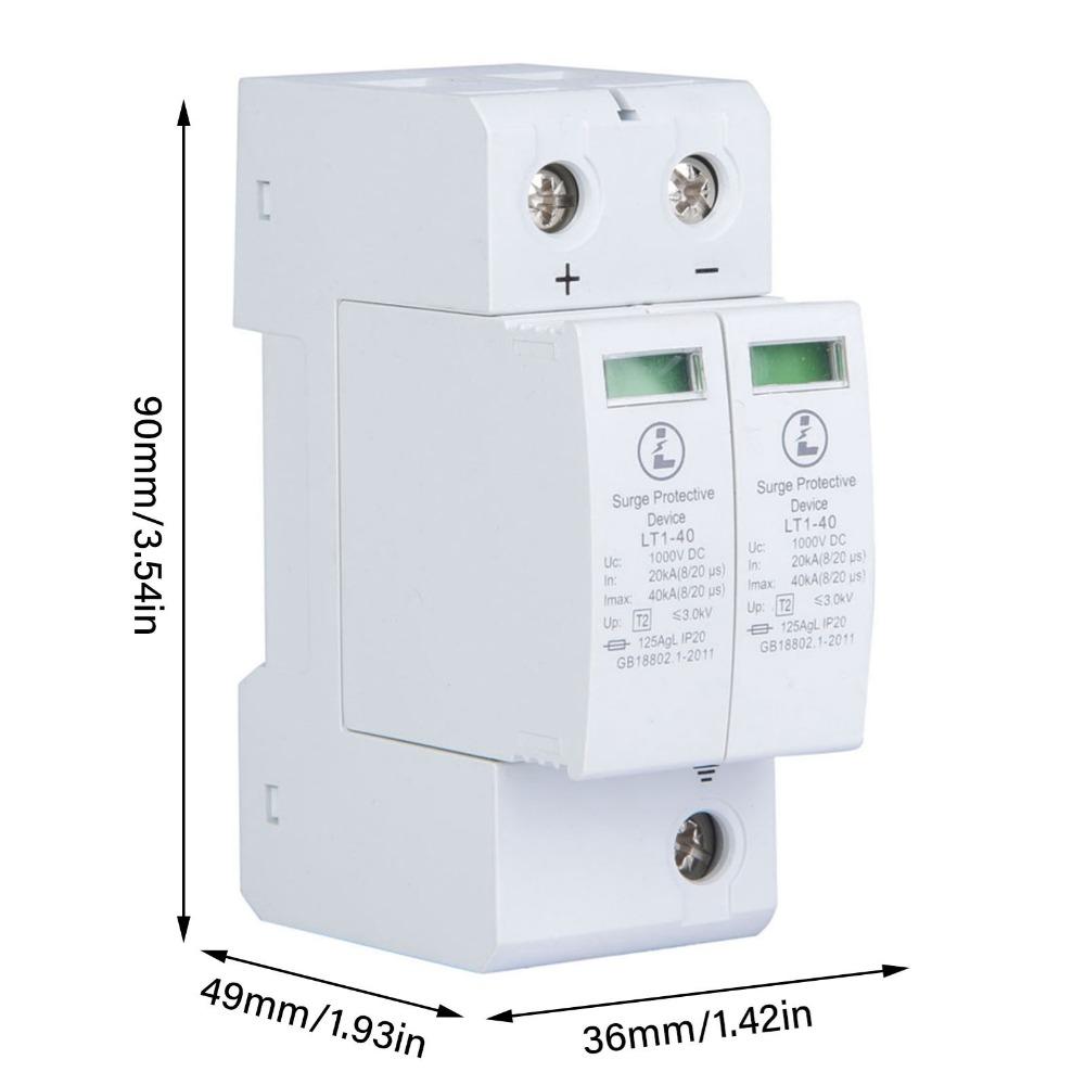 Durable 2P Voltage Arrester Device 40KA 1000V Lightning Protector Low Voltage Arrester DC Applications