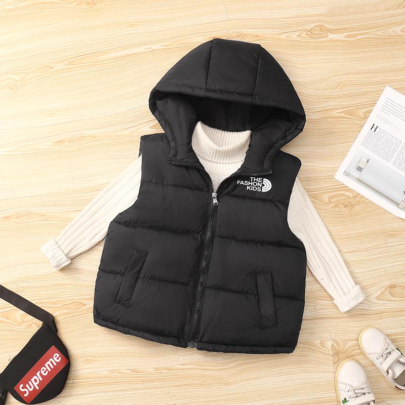 

Модный хлопковый жилет с капюшоном для мальчиков и девочек - Теплая, универсальная осенне-зимняя куртка 130 cm