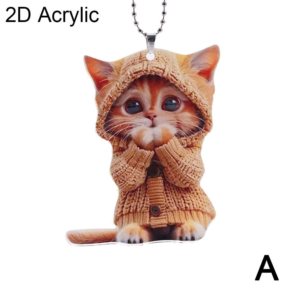 

Автомобильный кулон, подвесное украшение с цепочкой, реалистичное животное в форме кошки, 2D-подвеска, зеркало заднего вида, подвесной декор, автомобильные аксессуары