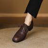 Krazing Pot Cow Skin Autumn Winter Brogues Shoes Lace Up Low Heels Size 42 Round Toe Oxford Shoes Carving Decoration Pumps