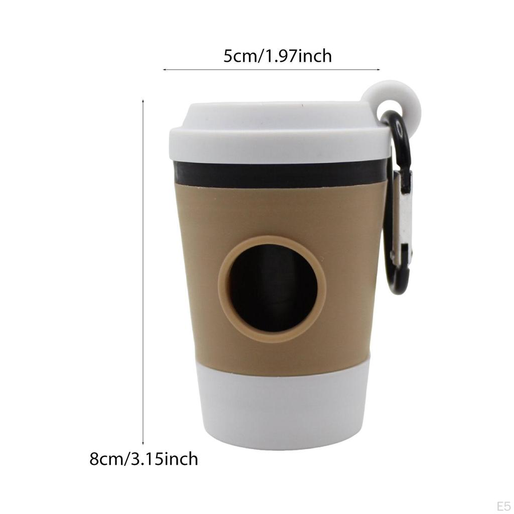 Coffee Cup Shape Dog Waste Bag Dispenser 3.2×2inch Accessory with Clip Versatile