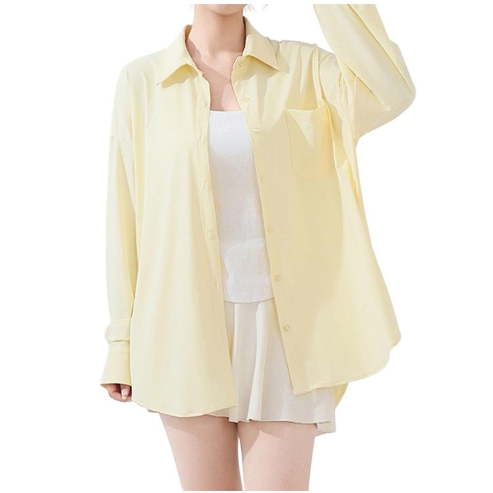 

PAFHL UV Protection Cool to the Long Sun One Size Fits Yellow Women s Shirt, Touch, Sleeve, Lightweight, Oversized, Slimming, Summer, Breathable,