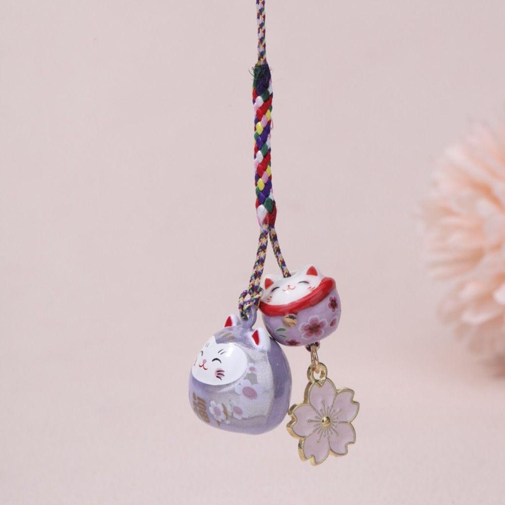 Cute Lucky Cat Pendant Fantastic Phone Strap Personality Maneki Neko Key Chain  Girls