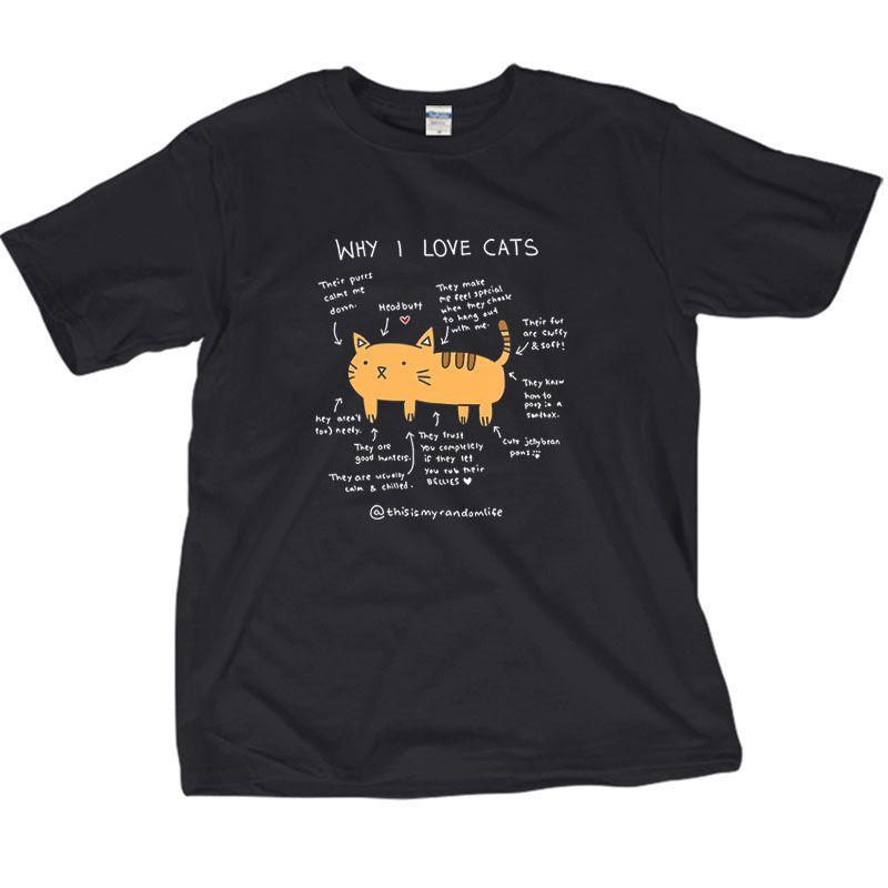 

Почему я люблю кошек! Забавная футболка с коротким рукавом из чистого английского хлопка с изображением кошек. Подходит для мужчин и женщин. Круглый вырез. Свободный крой. Подходит для пар. Универсальная. 4XL