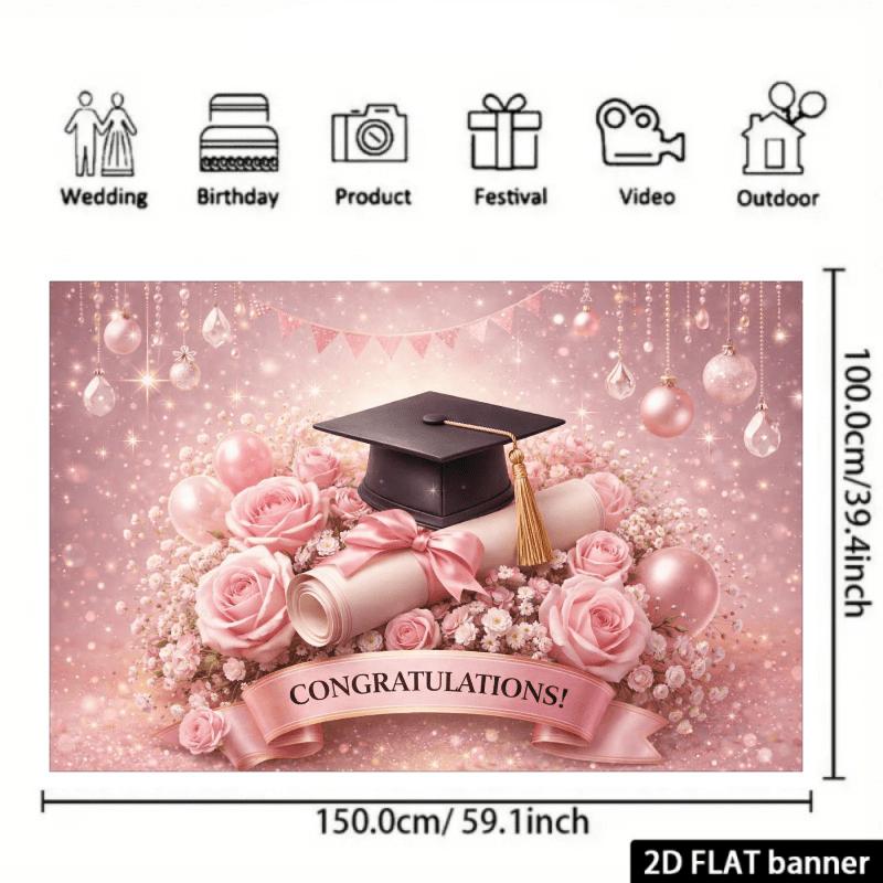 2D plane "CONGRATULATIONS!" banner background fabric  dazzling star theme  durable polyester material