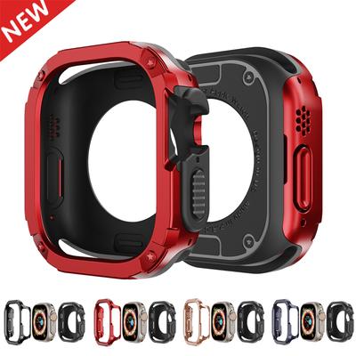 Coque 2 en 1 pour Apple Watch Series 8/7/SE/6/5/4 Ultra 41mm 45mm 40mm 44mm 49mm, protection antichoc en TPU + PC pour iwatch