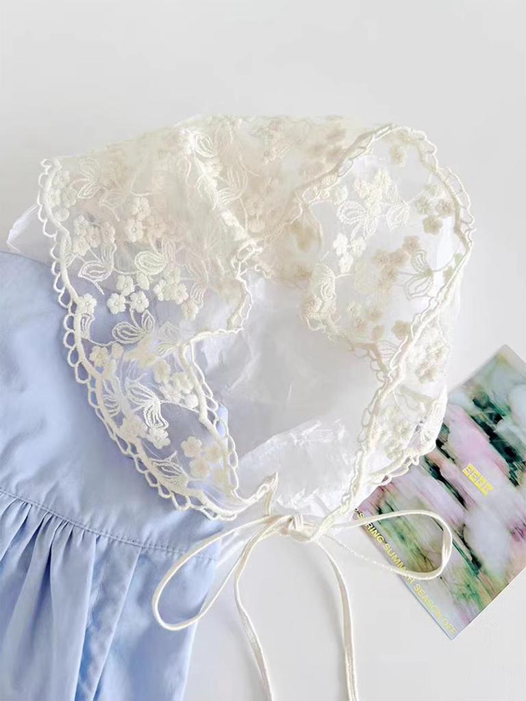 1 Pcs 1950s Retro Lace Scarf Triangle Neck Scarf Embroidered Lace Wrap Hair Wrap,Floral Crochet Hair Bandanas for Women Girls