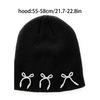 Black Women Beanie Hat Jeweled Pearls Girls Hat Photo Props Versatile Bows Studded Hat for Autumn and Winter