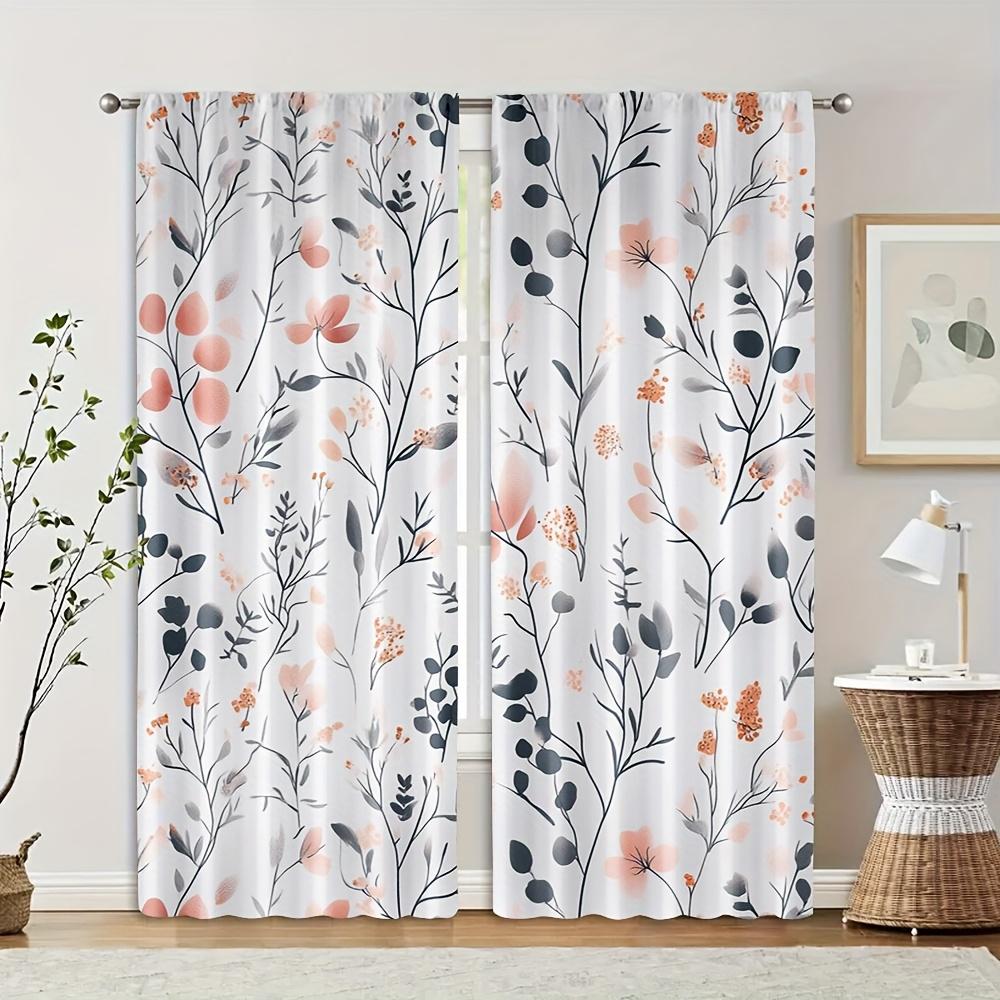 Floral Pattern Curtains Polyester Fabric Suitable Bedroom Living Room Decoration Curtain Elegant Made Of Washable Sitting Ready
