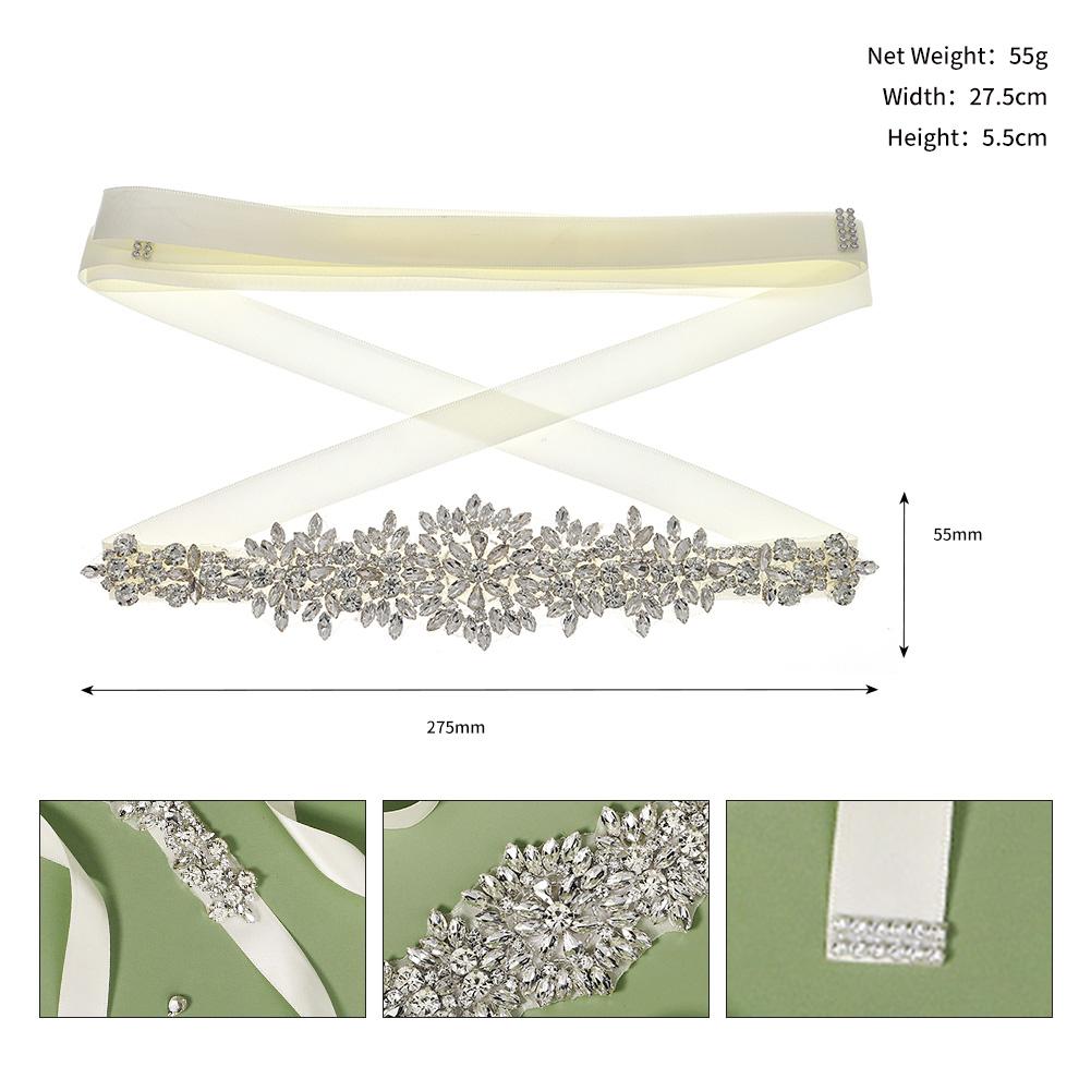 Shiny Rhinestones Wedding Dress Belt Sliver Color Crystal Bridal Belt Sash Party Woman Bride Accessories Bridesmaid Gift