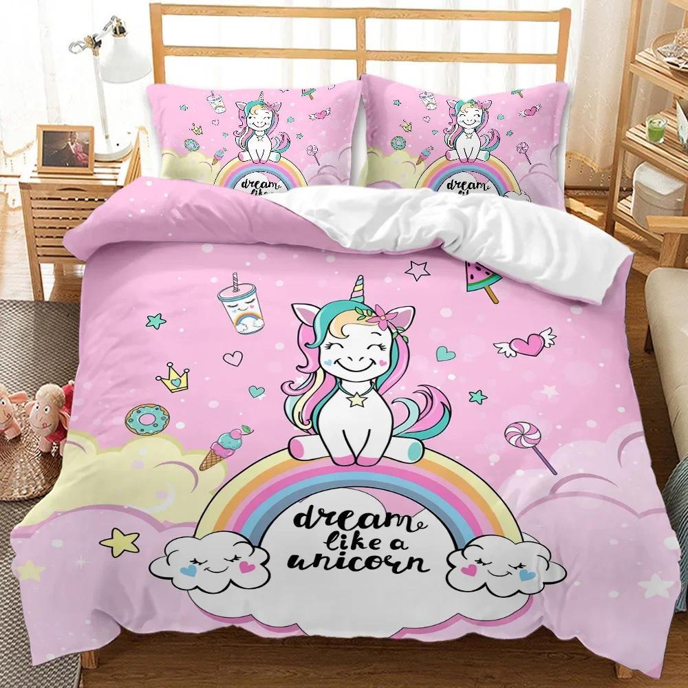 

Comforter High Quality Western Bedding Set Winter S Cartoon Unicorns Reactive Printing Kids Adult Bedding Set 228X228 Comforter (quilt)-EU Single(135*200cm)3pcs
