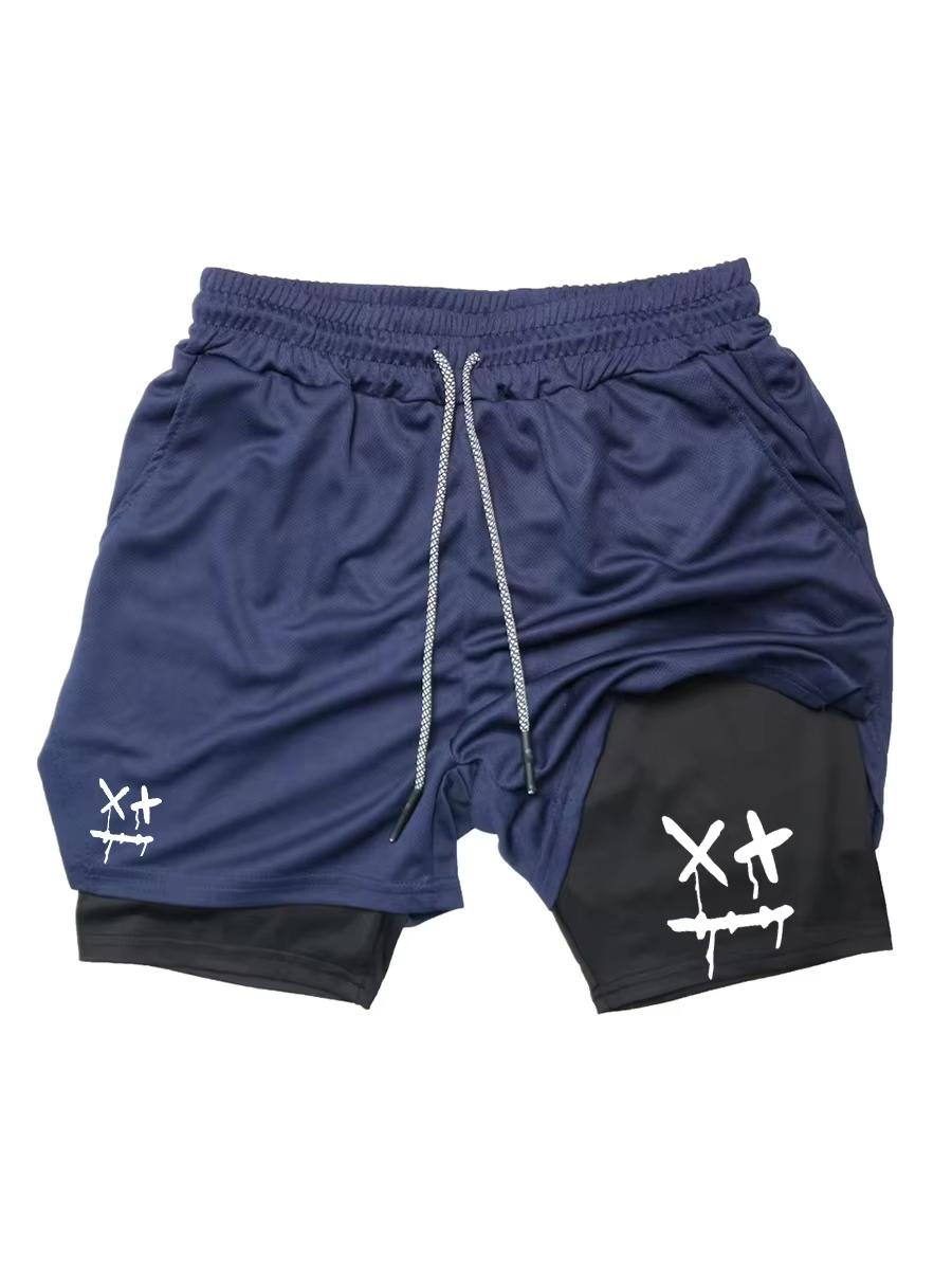 Baibao QIQI 2-in-1 Heren Trainingsshorts Sneldrogend met Telefoonvakje Handdoeklus Sportschool Hardlopen Fitness Compressie JW10102 XXXL