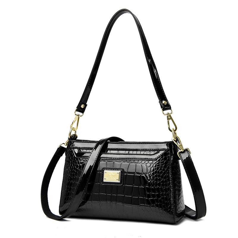 Fasjonabel Krokodillemønstret Enskulder Crossbody Håndveske og Enkel Øglemønstret Messenger Bag