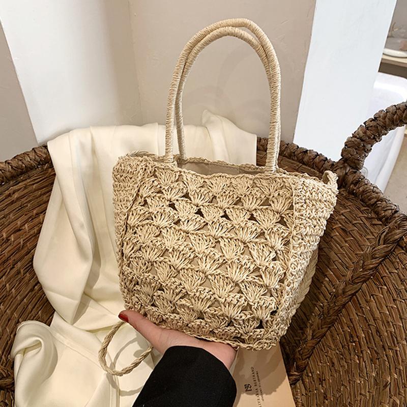 

Yogodlns Handwoven Hollow Out Straw Bag Summer Handbag Women s Crossbody Shoulder Bag Street Style Trendy Basket Beach Bag 29x10x21cm бежевый