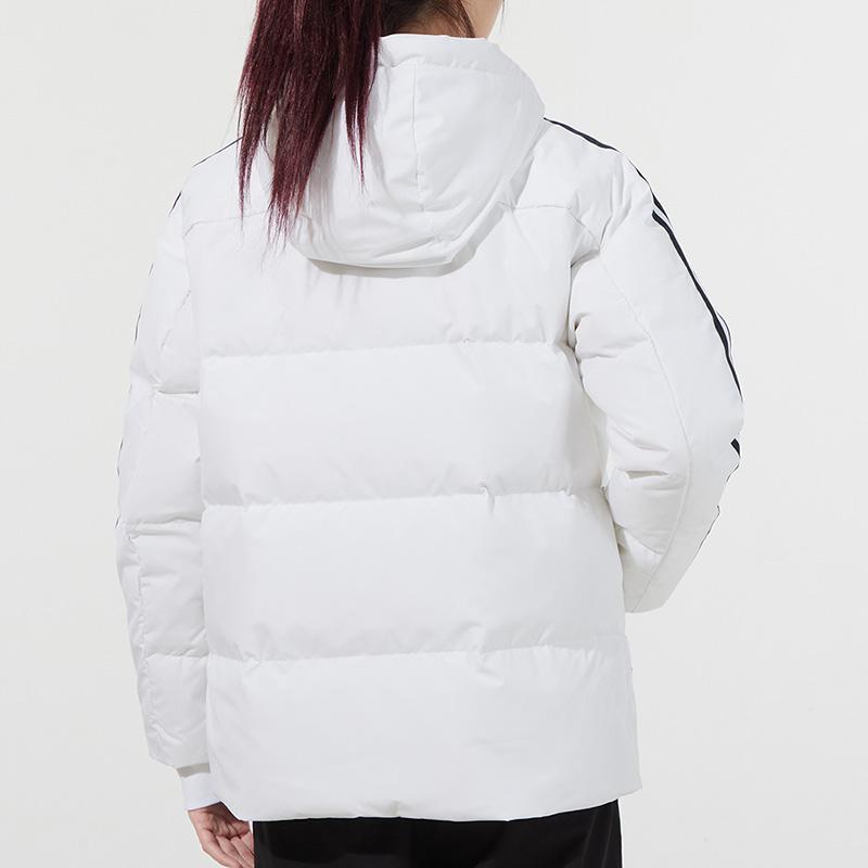 Adidas W 3St Puffjacke mit durchgehendem Reißverschluss und Kapuze mit Kordelzug Damenjacken Weiß HA1176