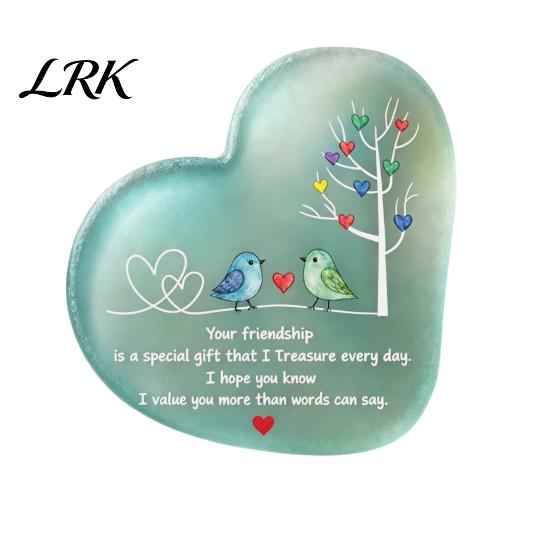 Gifts for Bestie with English Verses Heart Shape Acrylic Friendship Ornament Engraved Verse & Bird Tree, Desktop Thoughtful Graduation Friends
