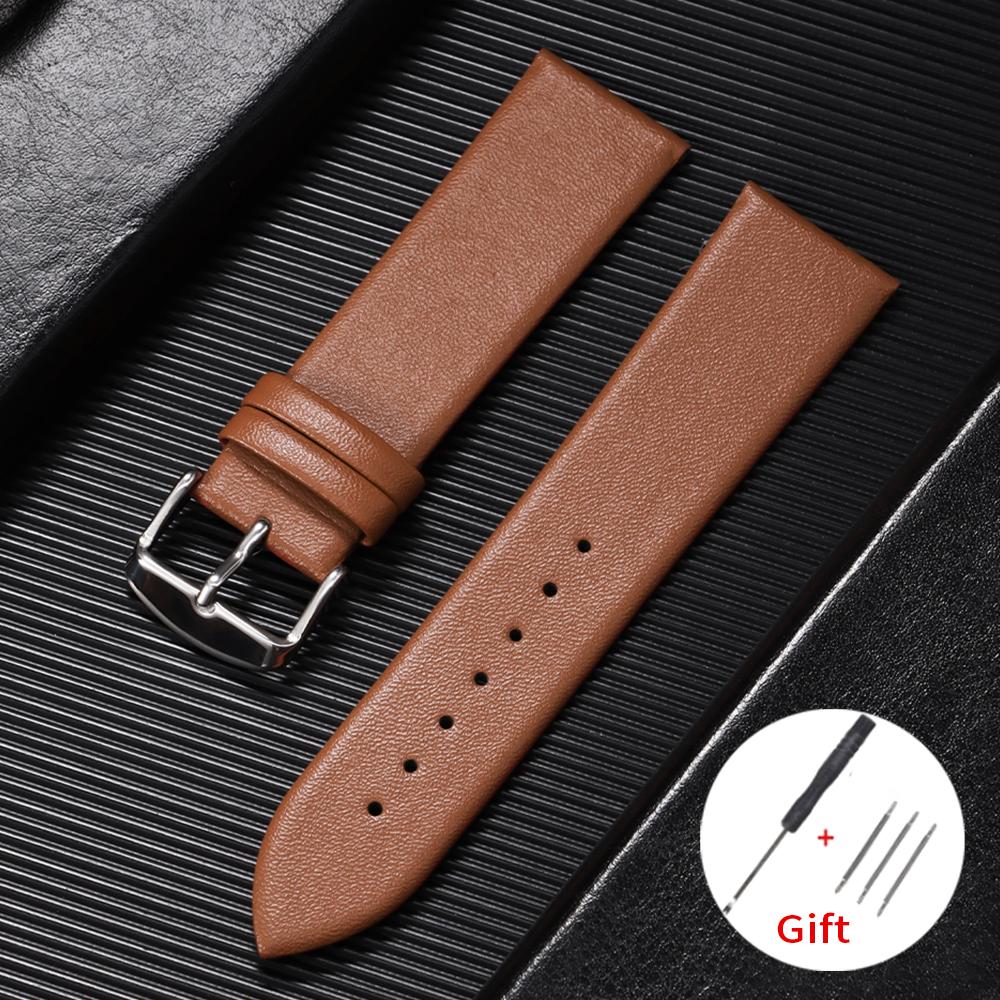 12mm 14mm Ultra-dünnes Leder Uhrenarmband Universelles Weiches Uhrenband 16mm 18mm 19mm 20mm 21mm 22mm Damen Herren Ersatzarmband