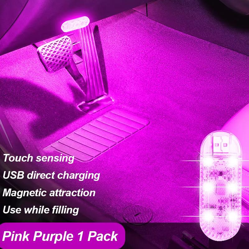 

1/2/4PC Mini Car LED Light USB Charging Interior Lighting Lamp for Armrest Box Switch Touch Magnetic Reading Lamp Foot Light
