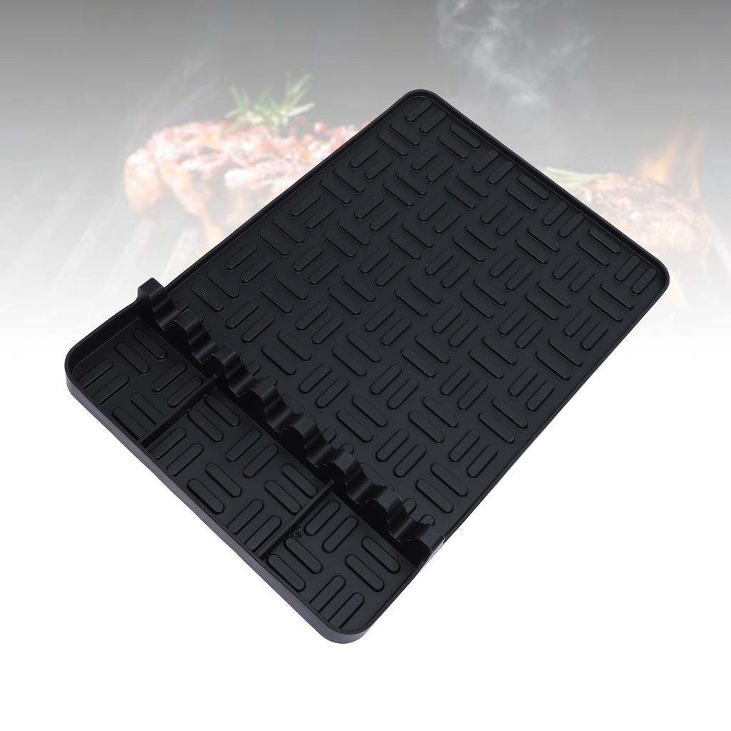 Silicone Griddle Tools Mat Heat Resistant Washable Reusable Soft Flexible Silicone Grill Side Shelf Mat for Baking Grilling Camping