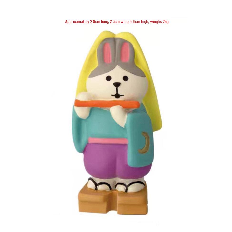 Mondfest Japanische Katze & Hase Figur Mondkuchen-Box Harz Dekor Geschenkset