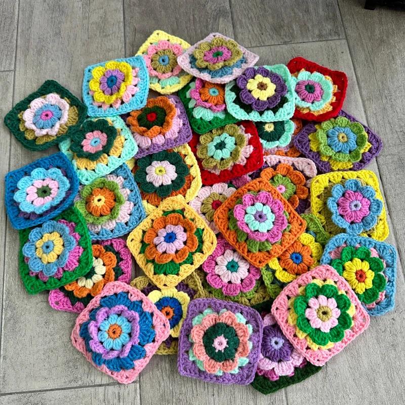 Colorful Handmade Crochet Table Place Mat Pad Random Colors Coffee Coaster Cup Doily Christmas Flower Placemat for Wedding