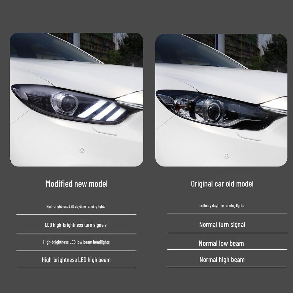 Compatible Headlight Assembly for 2014-2016 Mazda 6 Atenza with Mustang-Style LED DRL & Flowing Turn Signals