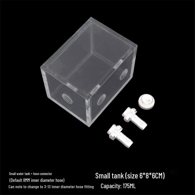 Transparent Acrylic Water-Cooled Mini Long Tank, 2-Point Thread, Various Sizes