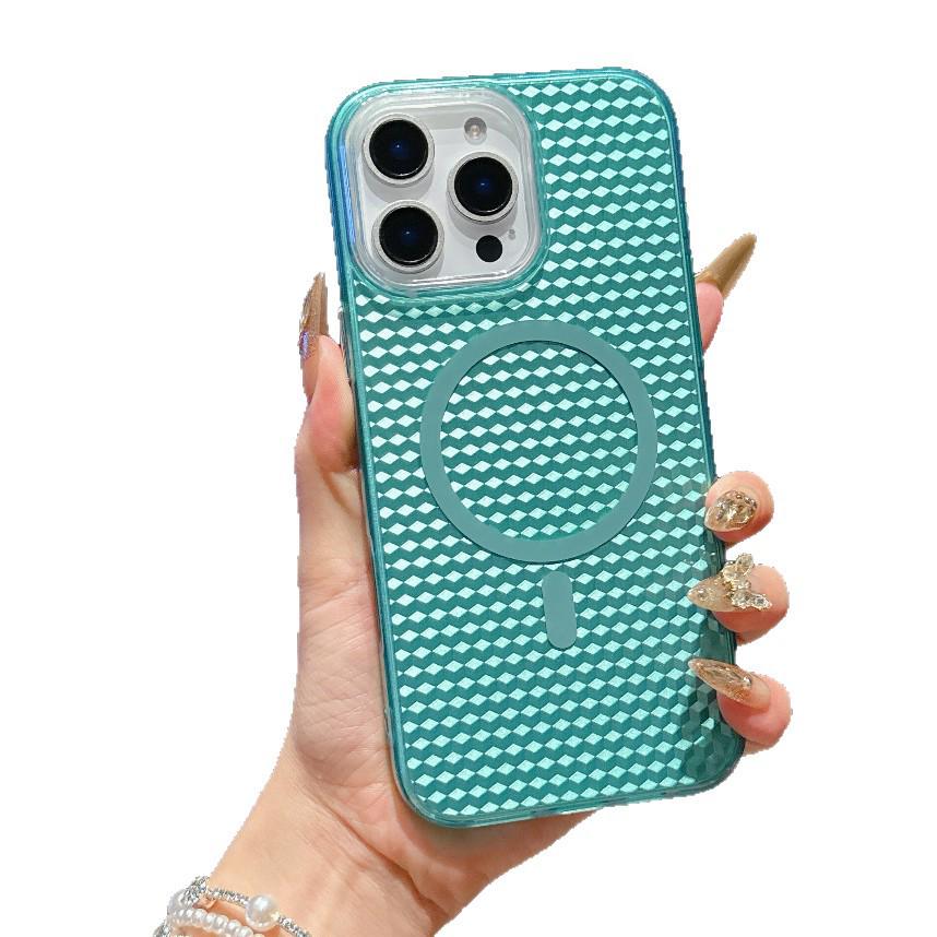 Kompatibel mit Apple 16 Pro Max & 15 Pro, 3D Wabenmuster TPU Magnetische Hülle, Stoßfeste Schutzhülle für iPhone 13