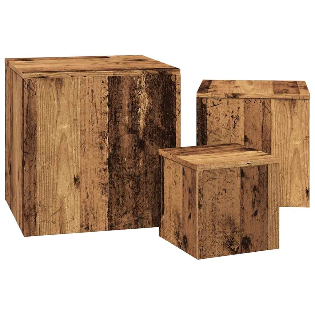 Vidaxl Side Tables, 3 Pcs., Old Wood, Wood-Based Material