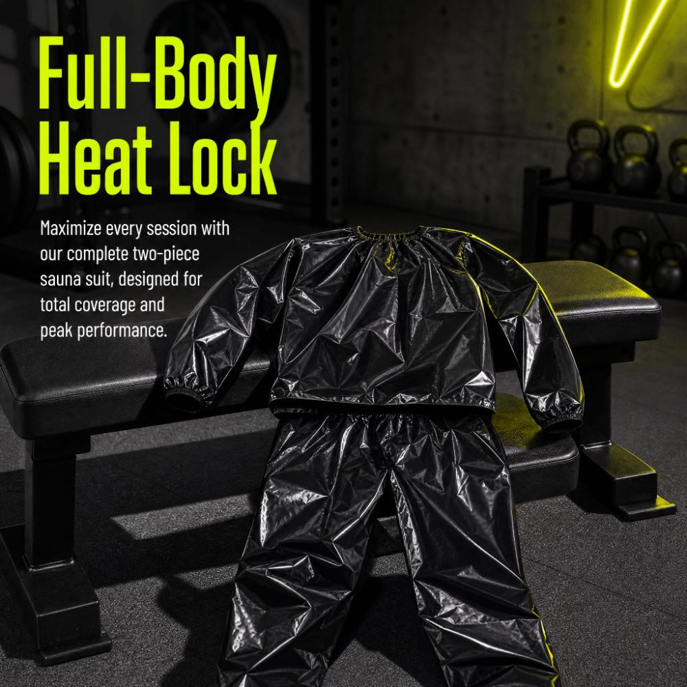 Tuta da Sauna in PVC Polsini Elastici Abbigliamento da Allenamento Set Fitness Leggero Ciclismo