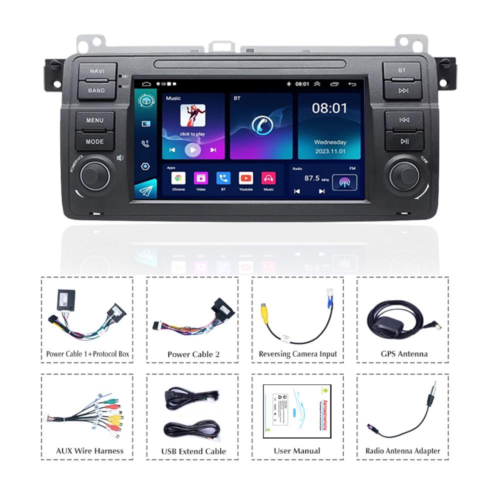 2Din 7 Inch Touchscreen Car Radio Apple Carplay Multimedia Player for BMW E46 3 Series 1999-2005 GPS Navigation 2GB-32GB WiFi BT