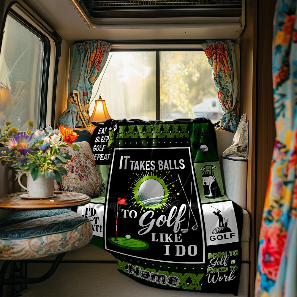 Golfing Passion And Dedication Artwork Rv Blanketcustomizable With Your Namecomfortable And Stylish Perfect For Rv Travel Beds Chairs Offices Sofas Rv