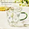Home Office Glas-Kaffeebecher mit Henkel Mikrowellengeeignet Großes Fassungsvermögen Blumenmuster Milchbecher Spülmaschinenfest