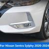 For Nissan Sentra Bluebird Sylphy - 2024 Chrome Front Fog Light Lamp Cover Trim Foglight Frame Protector Car Accessories