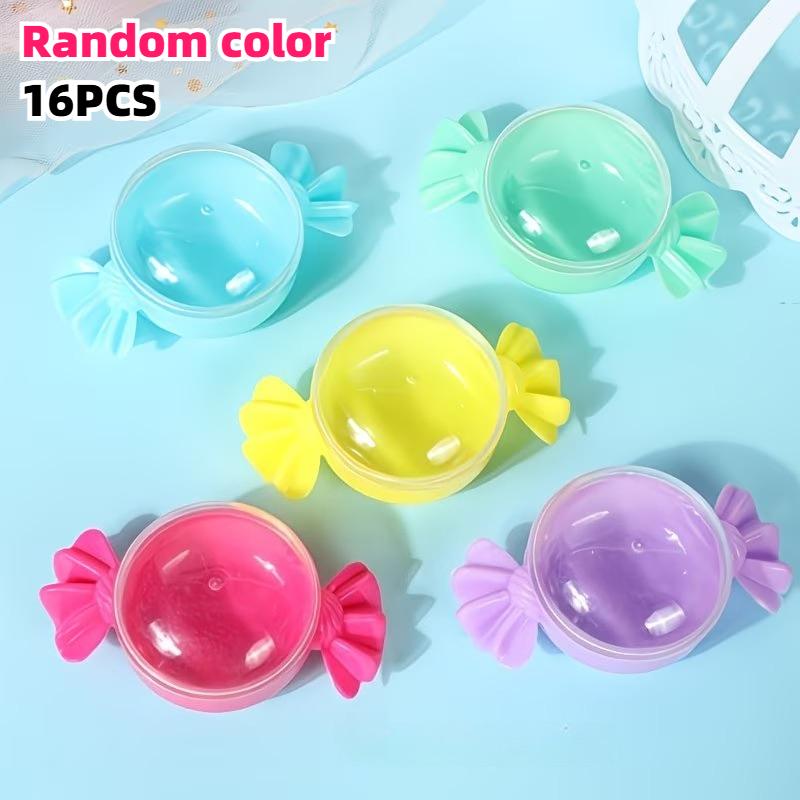 

16pcs Candy-Shaped Plastic Gift Boxes with Decorative Bows Transparent Storage Containers for Weddings Birthdays Parties Favors 5x9x2.5CM